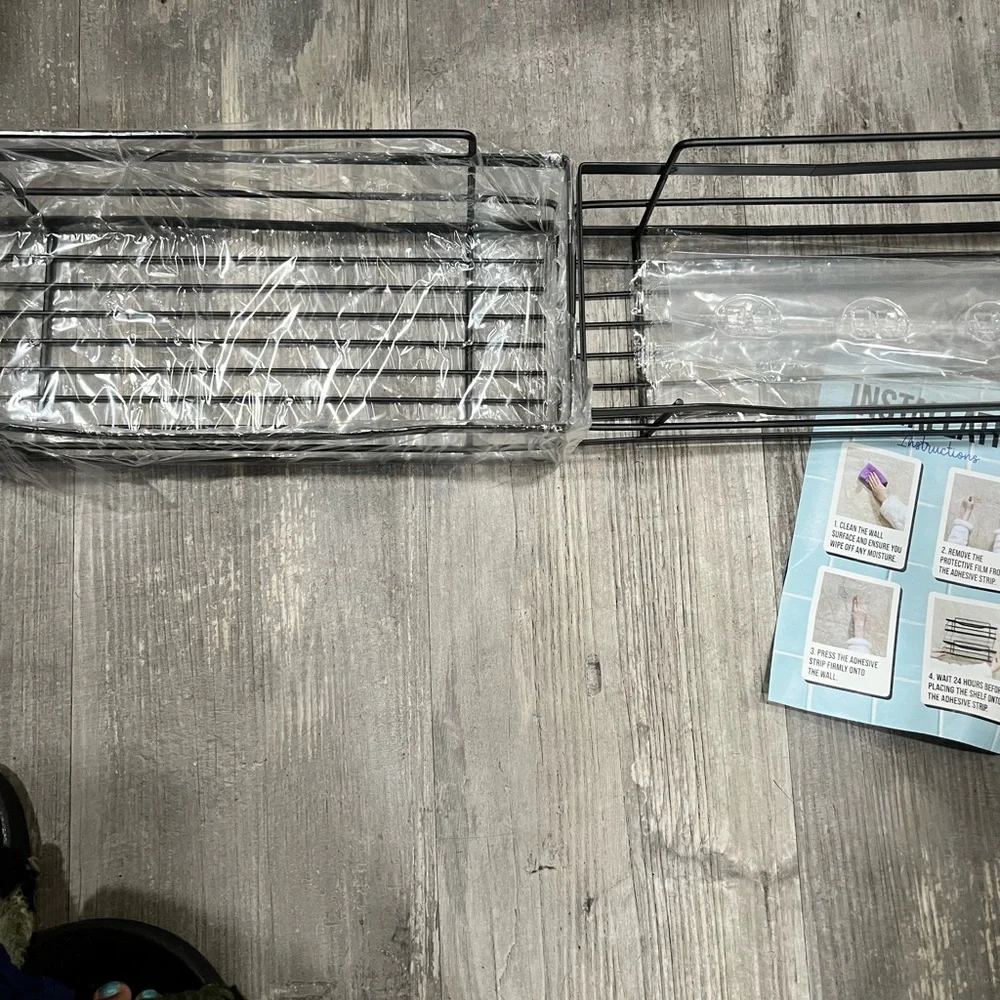 2 Black Metal Storage Baskets